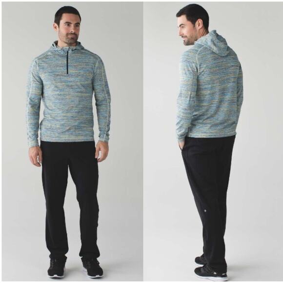 Lululemon Mens Surge Warm Sweatshirt Medium Blue Space Dye Camo Alberta Lake - Picture 1 of 11